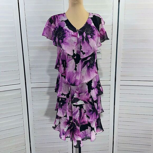 SLNY Dress Size 8 Cocktail Floral Sleeveless NWT - Picture 3 of 14